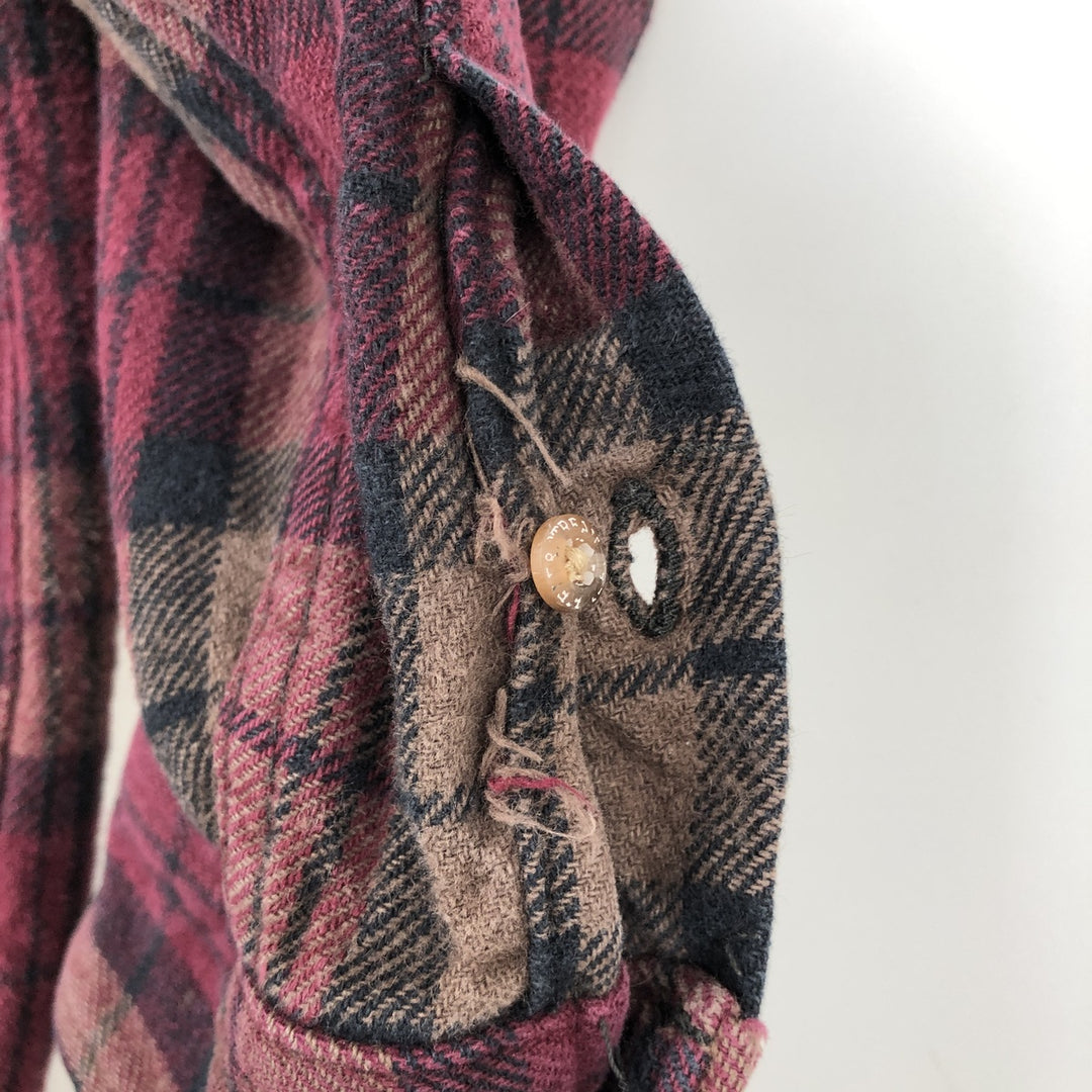 FIELD&STREAM Long-Sleeve Heavy Flannel Check Shirt, Men's Size L (approx.) unclear wine-red Vintage Second Hand