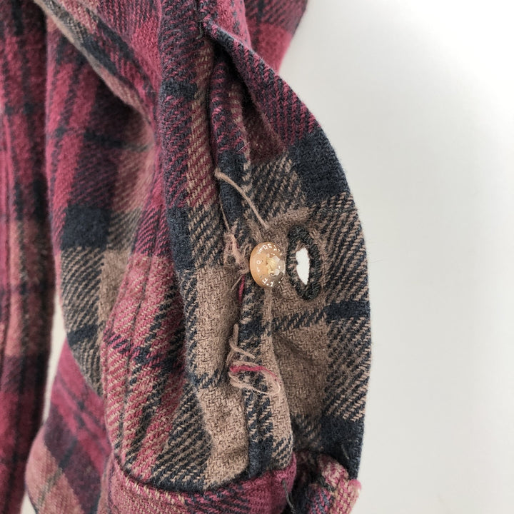 FIELD&STREAM Long-Sleeve Heavy Flannel Check Shirt, Men's Size L (approx.) unclear wine-red Vintage Second Hand