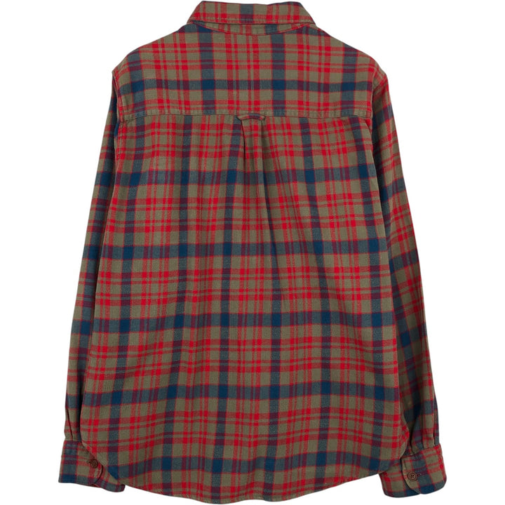 70s-80'S Woolrich Long-Sleeve Button-Down Light Flannel Check Shirt, Men's Size L (Equivalent), Vintage cotton red type Vintage Second Hand