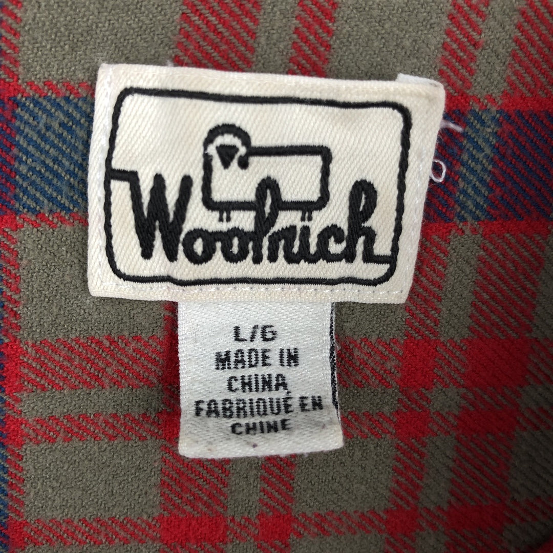 70s-80'S Woolrich Long-Sleeve Button-Down Light Flannel Check Shirt, Men's Size L (Equivalent), Vintage cotton red type Vintage Second Hand