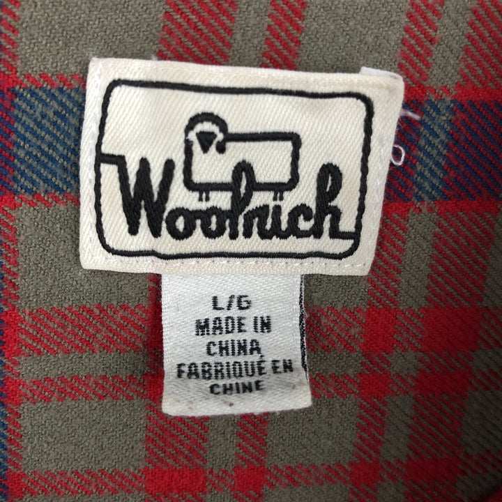70s-80'S Woolrich Long-Sleeve Button-Down Light Flannel Check Shirt, Men's Size L (Equivalent), Vintage cotton red type Vintage Second Hand