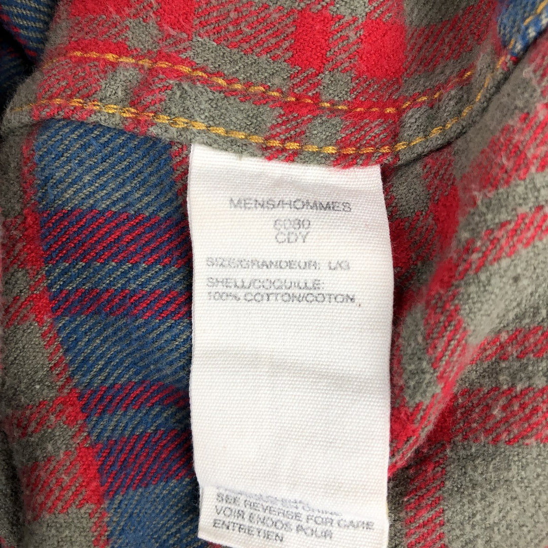 70s-80'S Woolrich Long-Sleeve Button-Down Light Flannel Check Shirt, Men's Size L (Equivalent), Vintage cotton red type Vintage Second Hand