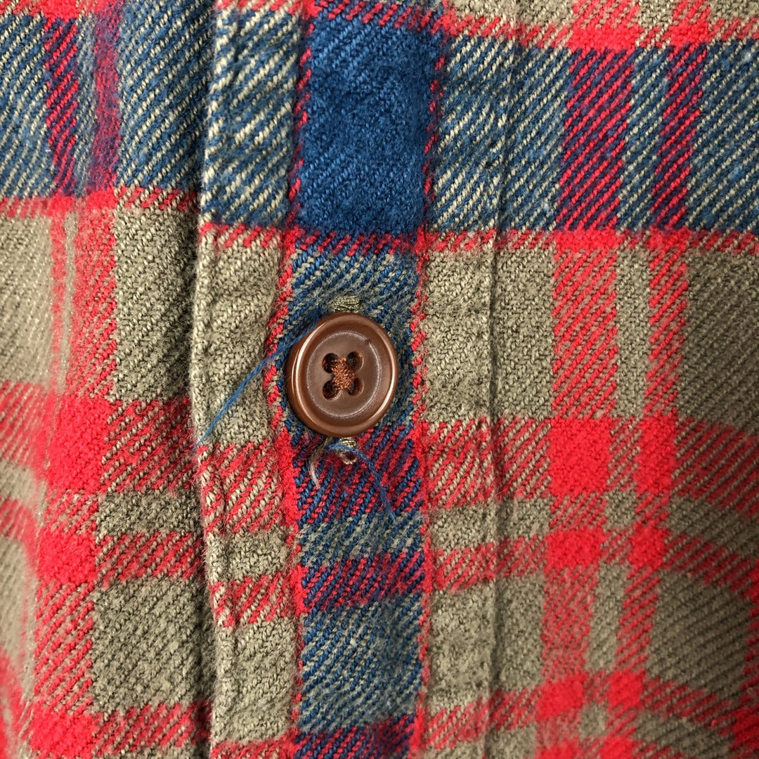 70s-80'S Woolrich Long-Sleeve Button-Down Light Flannel Check Shirt, Men's Size L (Equivalent), Vintage cotton red type Vintage Second Hand