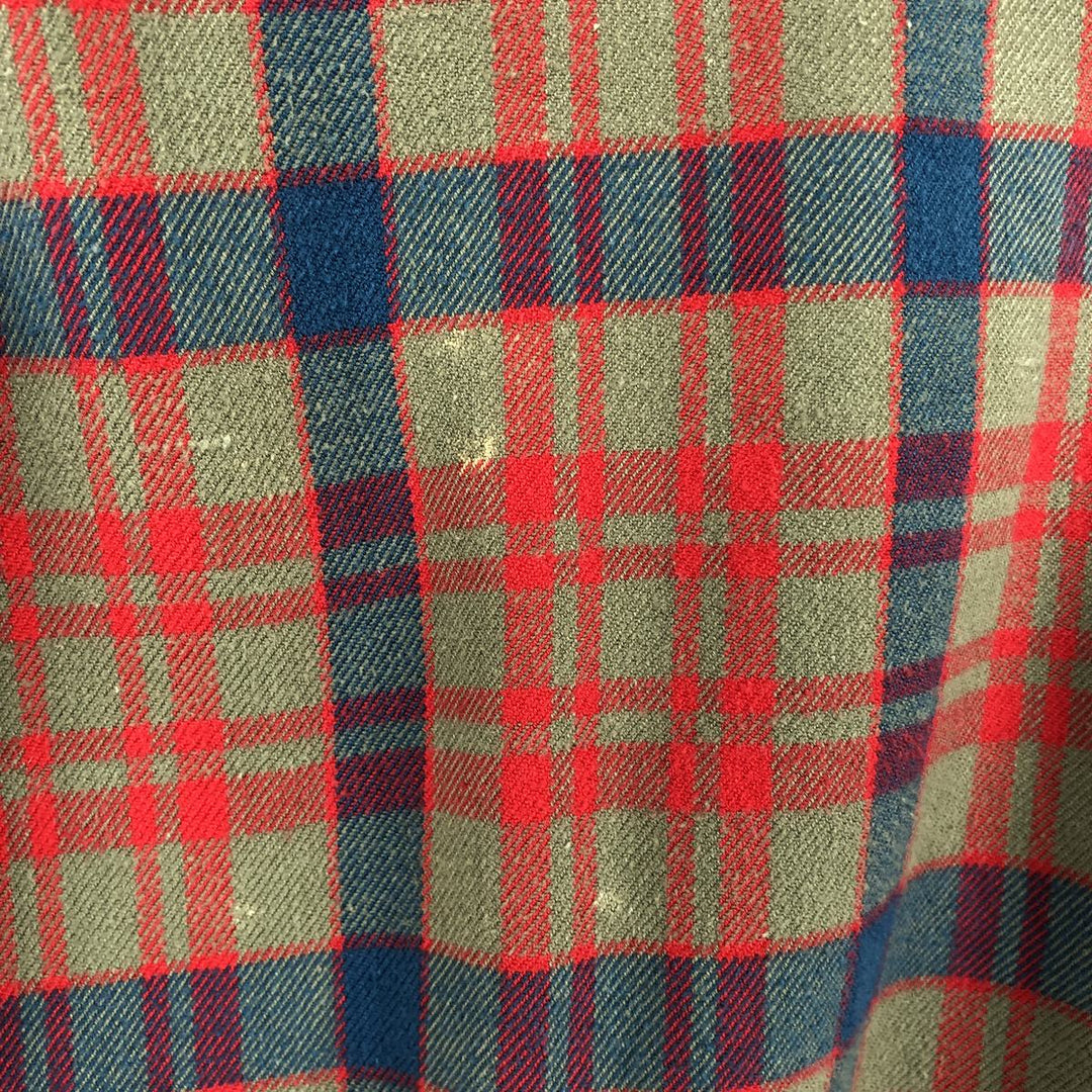 70s-80'S Woolrich Long-Sleeve Button-Down Light Flannel Check Shirt, Men's Size L (Equivalent), Vintage cotton red type Vintage Second Hand