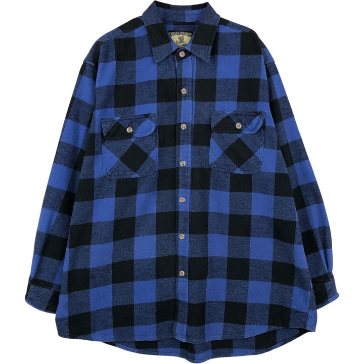 Field & Stream Buffalo Check Long Sleeve Heavy Flannel Check Shirt, Men's Size XL cotton black type Vintage Second Hand