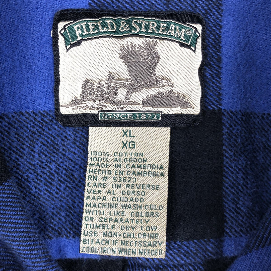 Field & Stream Buffalo Check Long Sleeve Heavy Flannel Check Shirt, Men's Size XL cotton black type Vintage Second Hand