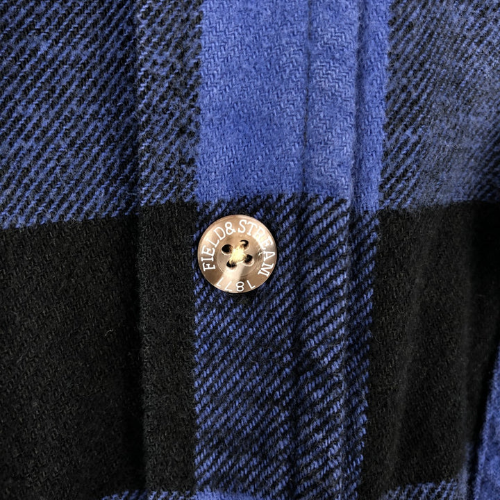 Field & Stream Buffalo Check Long Sleeve Heavy Flannel Check Shirt, Men's Size XL cotton black type Vintage Second Hand