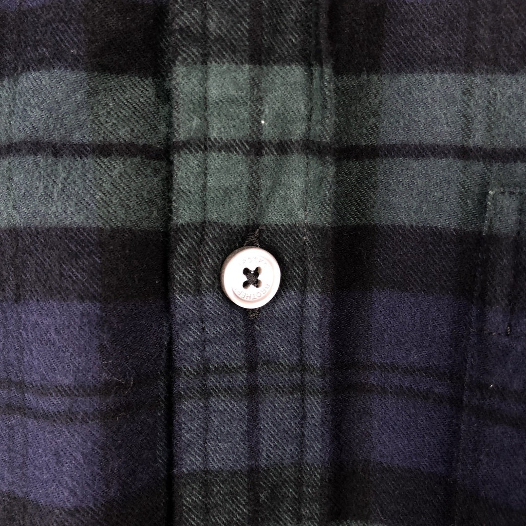 Brooks Brothers Est.1818 Long-Sleeve Button-Down Light Flannel Check Shirt, Men's Size XL (approx.) cotton navy blue type Vintage Second Hand