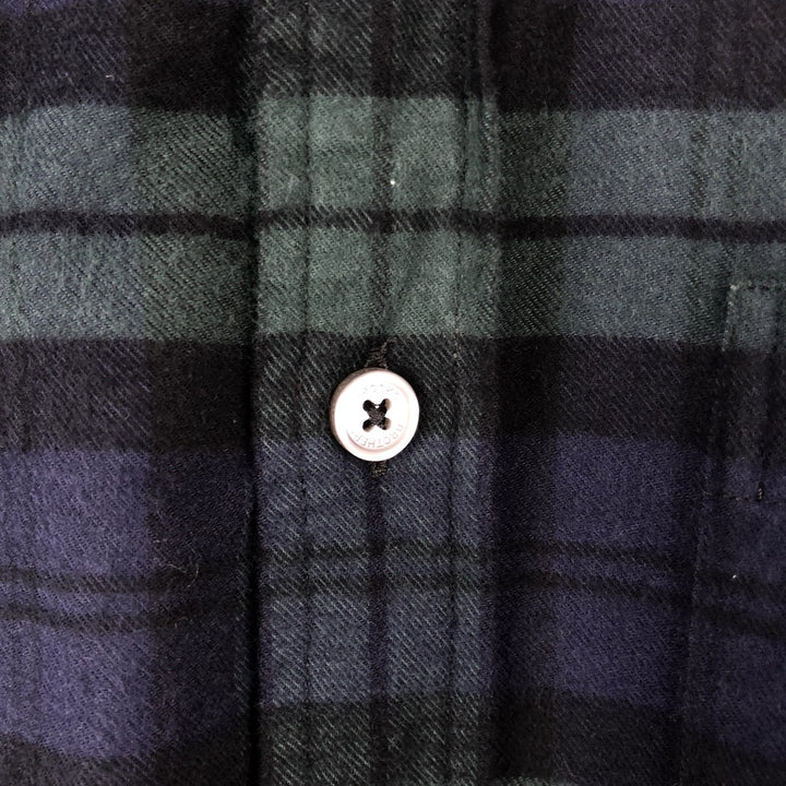 Brooks Brothers Est.1818 Long-Sleeve Button-Down Light Flannel Check Shirt, Men's Size XL (approx.) cotton navy blue type Vintage Second Hand