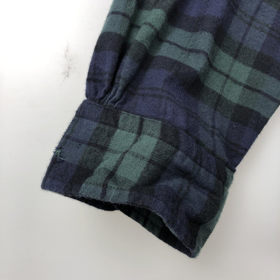 Brooks Brothers Est.1818 Long-Sleeve Button-Down Light Flannel Check Shirt, Men's Size XL (approx.) cotton navy blue type Vintage Second Hand