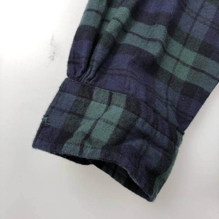 Brooks Brothers Est.1818 Long-Sleeve Button-Down Light Flannel Check Shirt, Men's Size XL (approx.) cotton navy blue type Vintage Second Hand