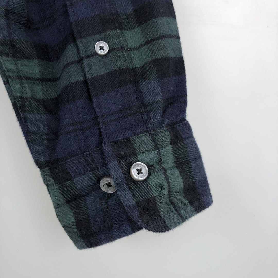 Brooks Brothers Est.1818 Long-Sleeve Button-Down Light Flannel Check Shirt, Men's Size XL (approx.) cotton navy blue type Vintage Second Hand