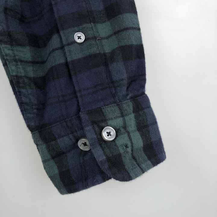Brooks Brothers Est.1818 Long-Sleeve Button-Down Light Flannel Check Shirt, Men's Size XL (approx.) cotton navy blue type Vintage Second Hand