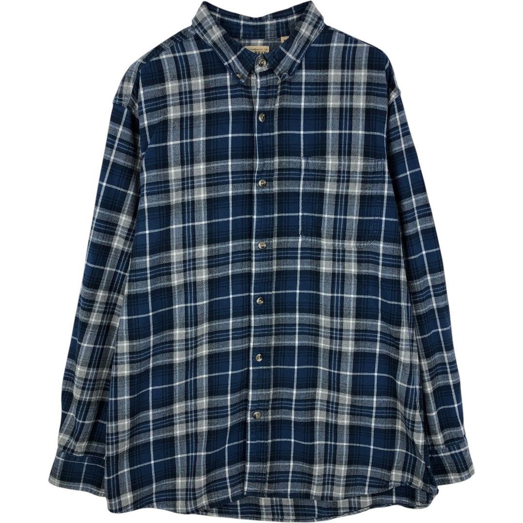 RED HEAD Long-Sleeve Button-Down Light Flannel Check Shirt, Men's Size XL (approx.) cotton blue type Vintage Second Hand