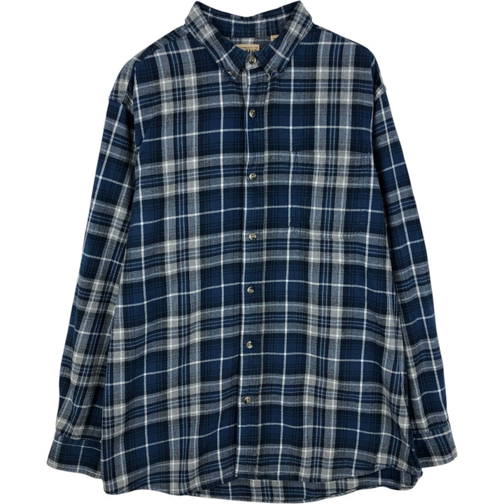 RED HEAD Long-Sleeve Button-Down Light Flannel Check Shirt, Men's Size XL (approx.) cotton blue type Vintage Second Hand