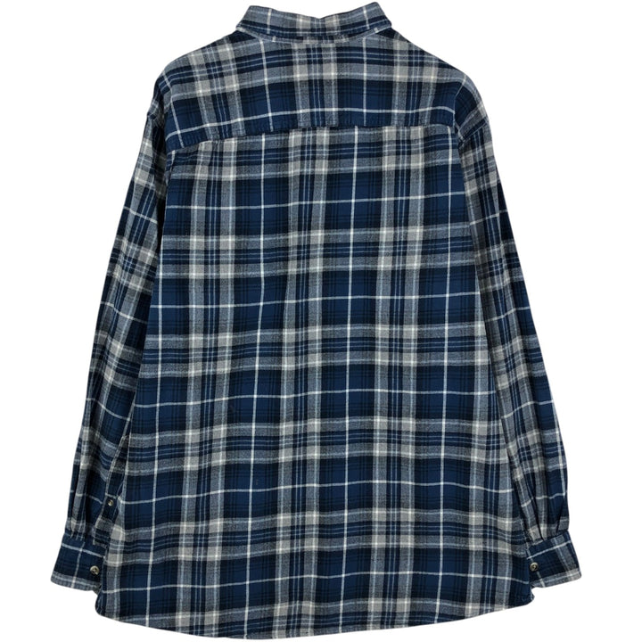 RED HEAD Long-Sleeve Button-Down Light Flannel Check Shirt, Men's Size XL (approx.) cotton blue type Vintage Second Hand