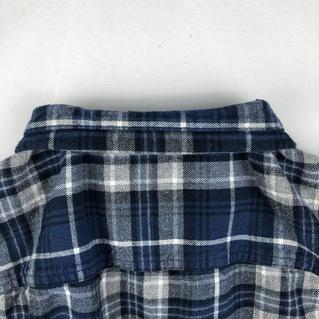RED HEAD Long-Sleeve Button-Down Light Flannel Check Shirt, Men's Size XL (approx.) cotton blue type Vintage Second Hand