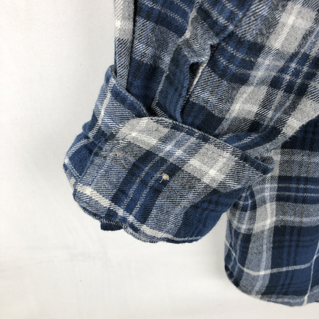 RED HEAD Long-Sleeve Button-Down Light Flannel Check Shirt, Men's Size XL (approx.) cotton blue type Vintage Second Hand