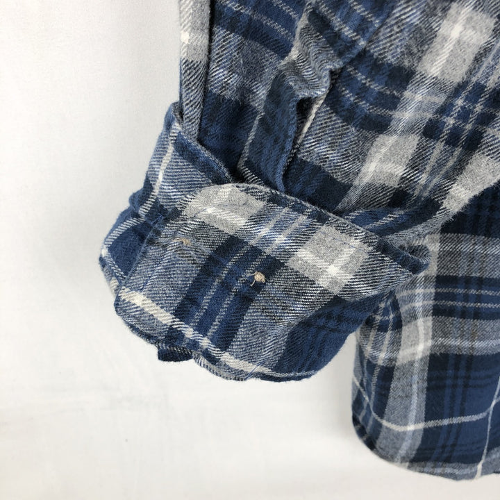 RED HEAD Long-Sleeve Button-Down Light Flannel Check Shirt, Men's Size XL (approx.) cotton blue type Vintage Second Hand