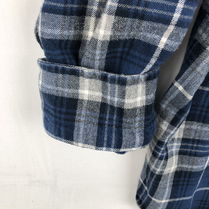 RED HEAD Long-Sleeve Button-Down Light Flannel Check Shirt, Men's Size XL (approx.) cotton blue type Vintage Second Hand