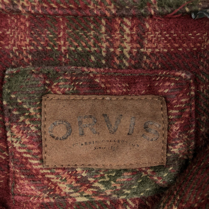 ORVIS Long Sleeve Flannel Check Shirt, Men's Size L cotton red type Vintage Second Hand