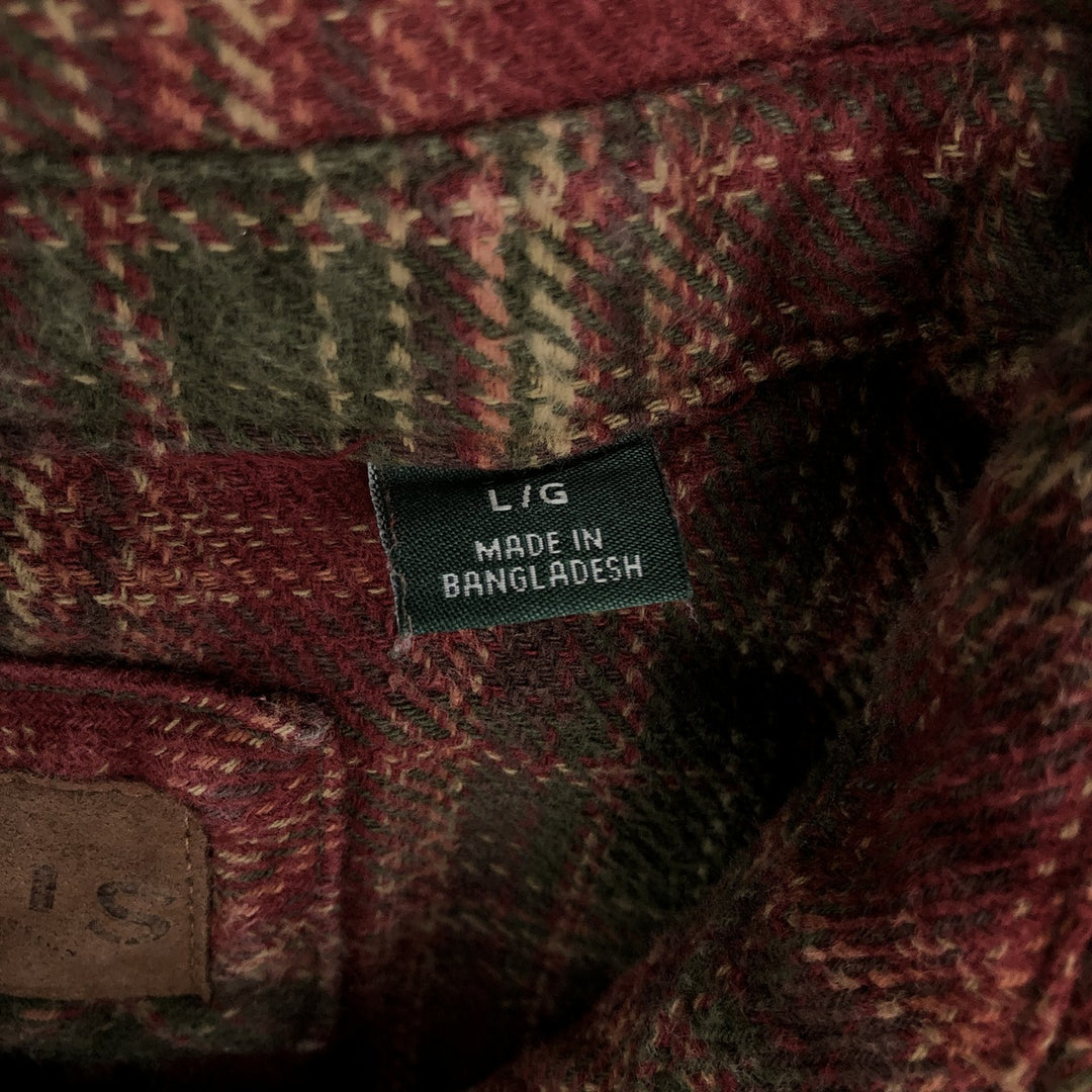 ORVIS Long Sleeve Flannel Check Shirt, Men's Size L cotton red type Vintage Second Hand