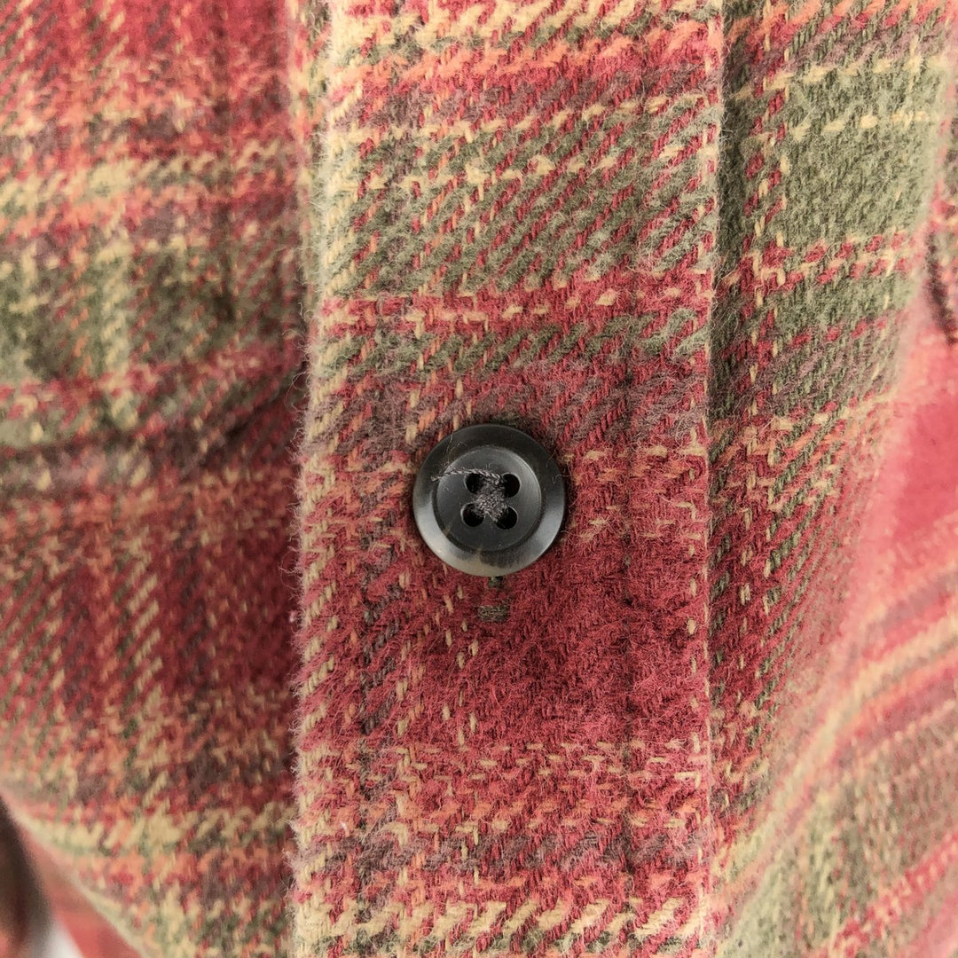 ORVIS Long Sleeve Flannel Check Shirt, Men's Size L cotton red type Vintage Second Hand