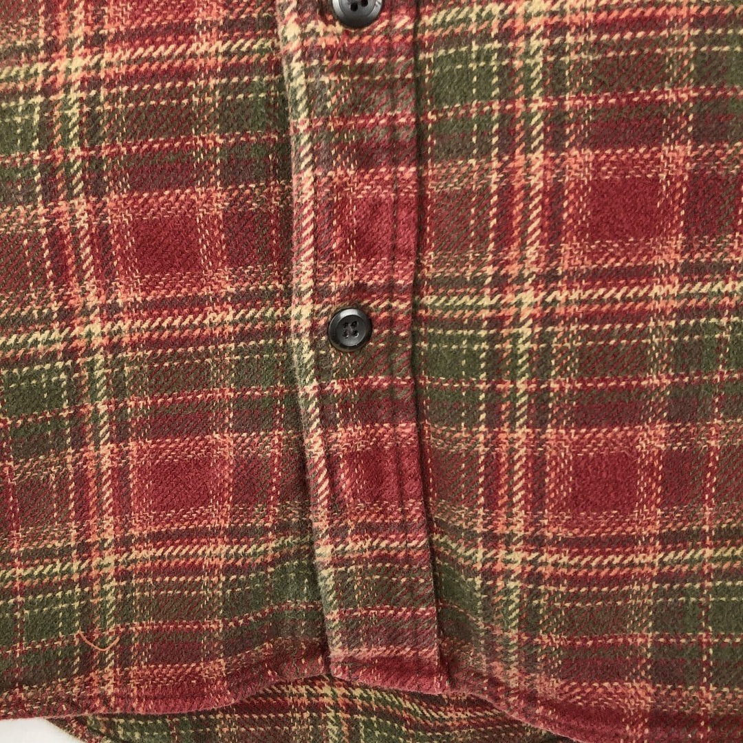ORVIS Long Sleeve Flannel Check Shirt, Men's Size L cotton red type Vintage Second Hand