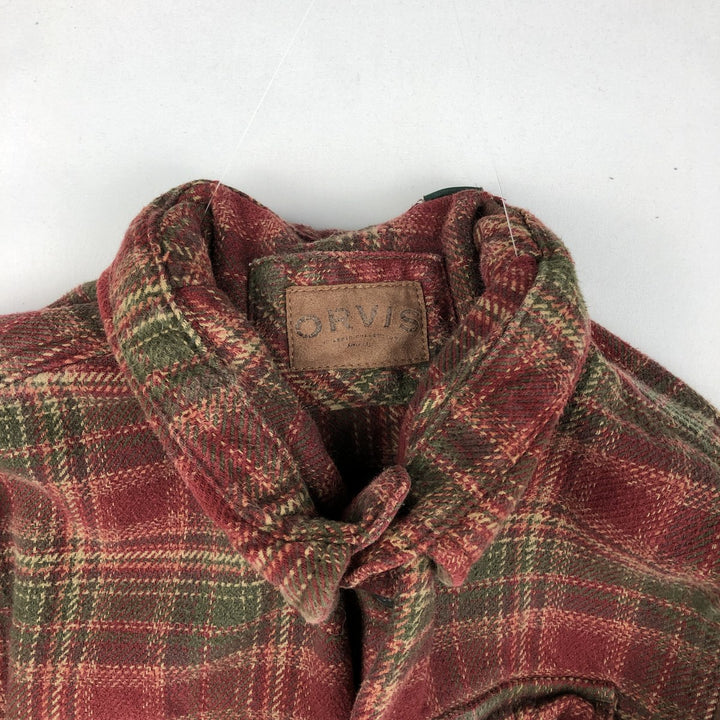ORVIS Long Sleeve Flannel Check Shirt, Men's Size L cotton red type Vintage Second Hand