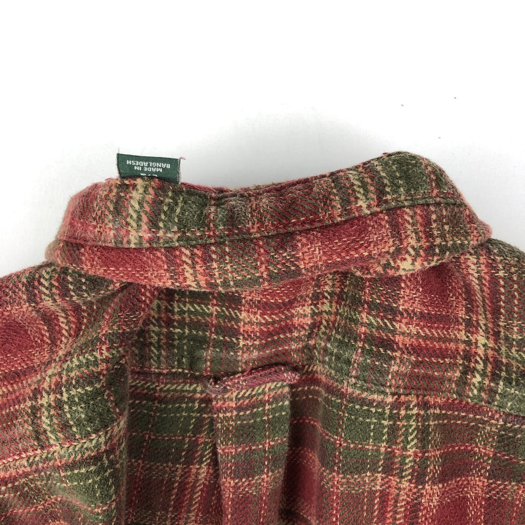 ORVIS Long Sleeve Flannel Check Shirt, Men's Size L cotton red type Vintage Second Hand