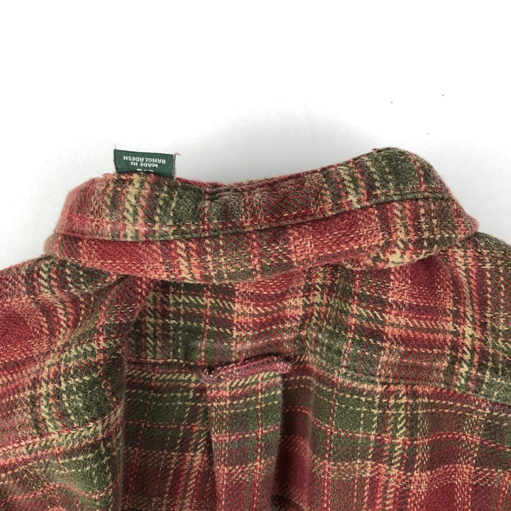 ORVIS Long Sleeve Flannel Check Shirt, Men's Size L cotton red type Vintage Second Hand