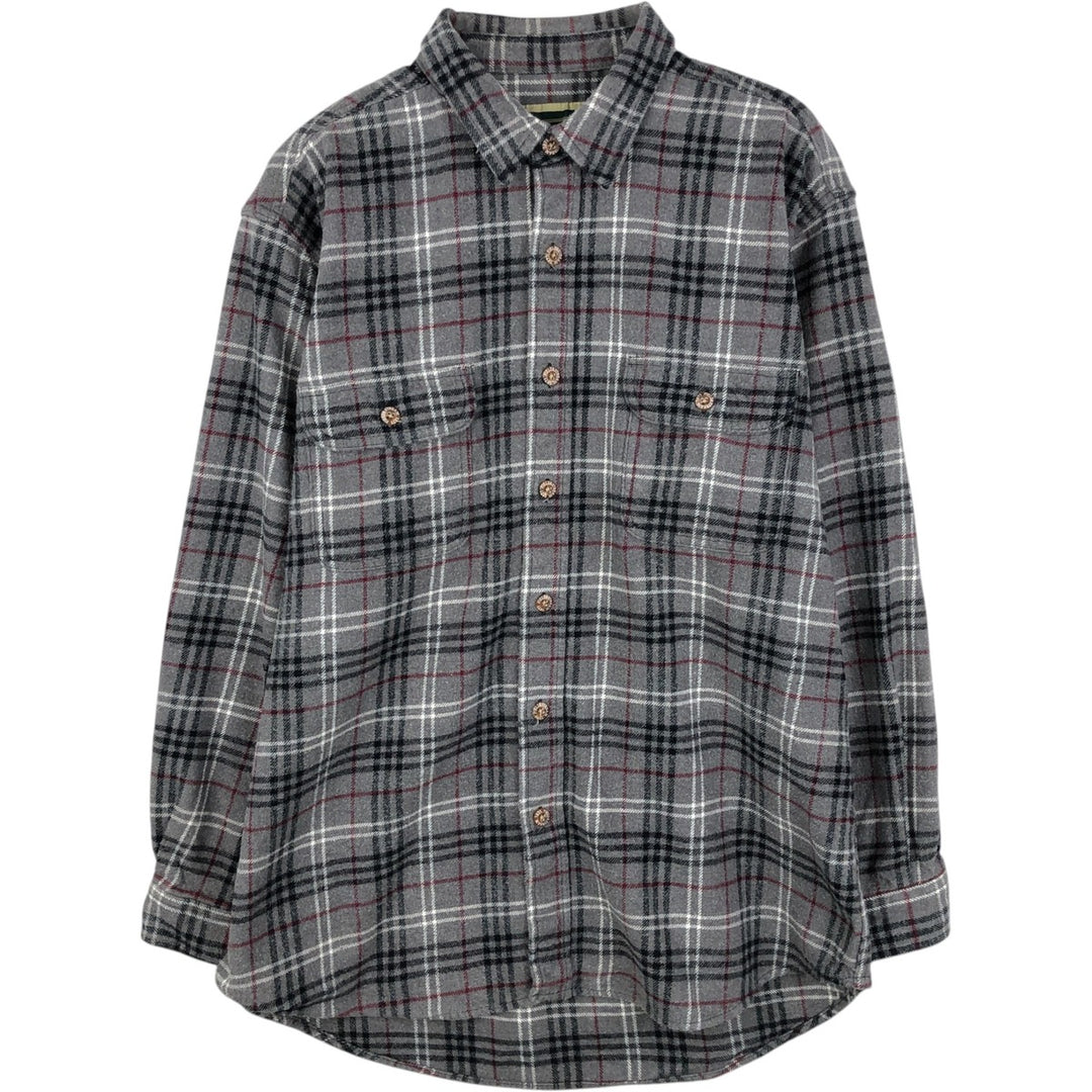 FIELD and STREAM Tartan Check Long-Sleeve Flannel Check Shirt, Men's Size XL (approx.) unclear gray type Vintage Second Hand