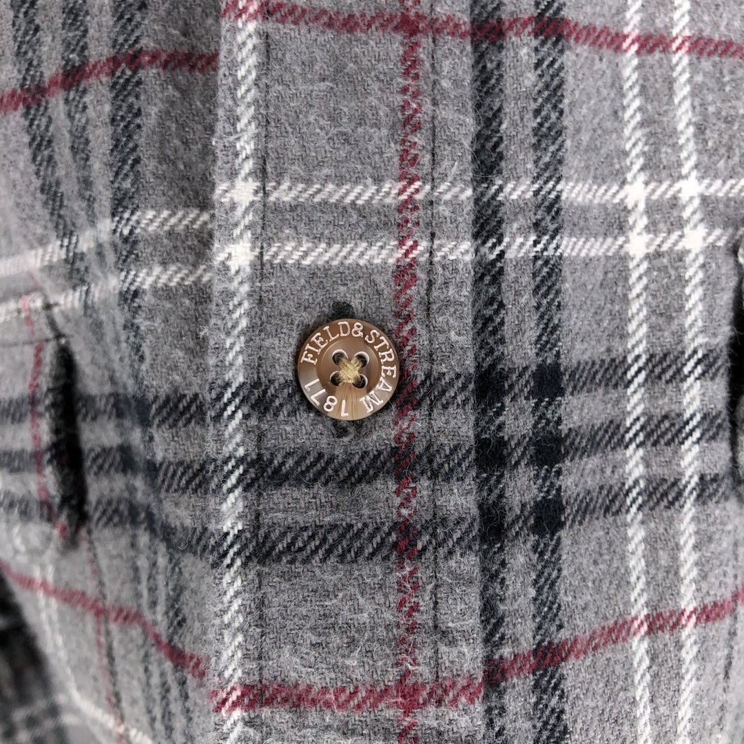 FIELD and STREAM Tartan Check Long-Sleeve Flannel Check Shirt, Men's Size XL (approx.) unclear gray type Vintage Second Hand