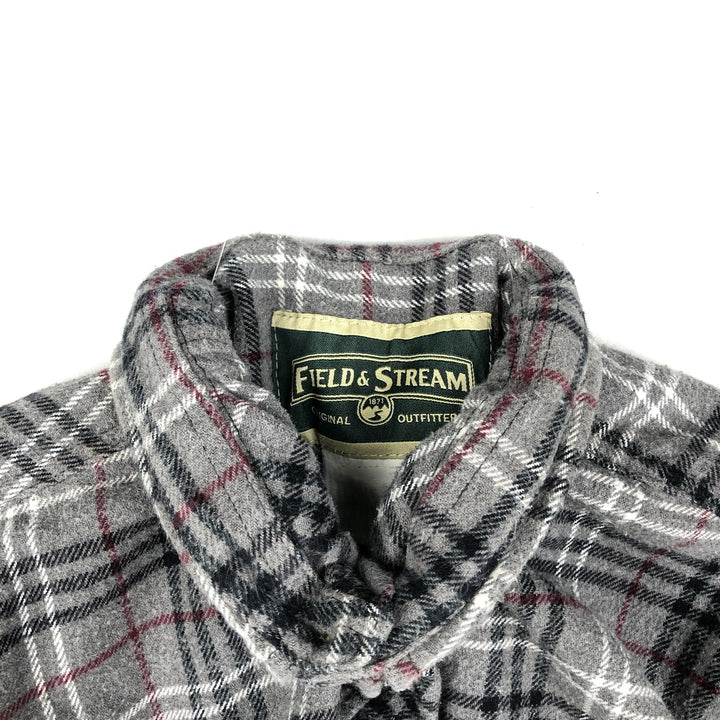 FIELD and STREAM Tartan Check Long-Sleeve Flannel Check Shirt, Men's Size XL (approx.) unclear gray type Vintage Second Hand