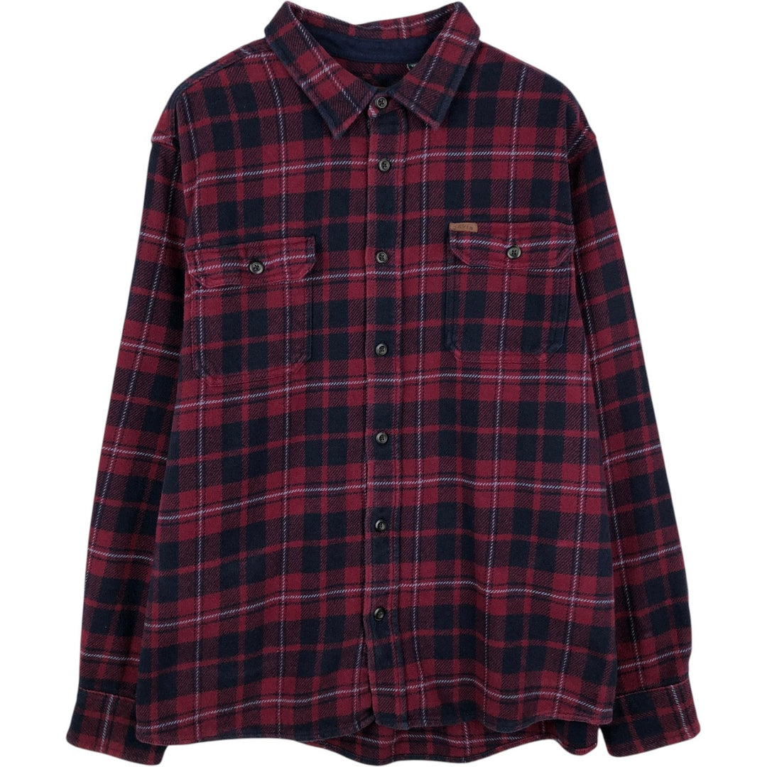 Orvis Long Sleeve Flannel Check Shirt, Men's XXL cotton red type Vintage Second Hand