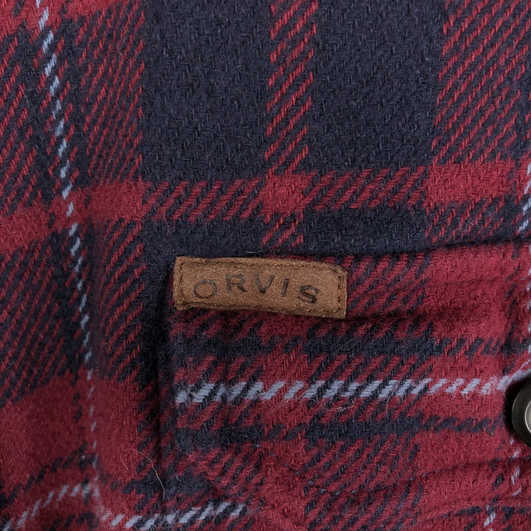 Orvis Long Sleeve Flannel Check Shirt, Men's XXL cotton red type Vintage Second Hand