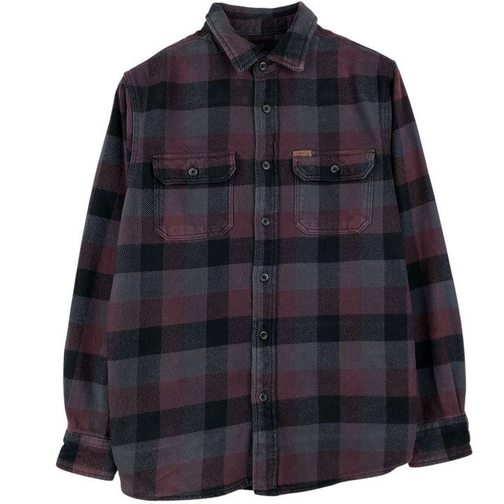 ORVIS Long Sleeve Heavy Flannel Check Shirt, Men's Size M cotton purple type Vintage Second Hand