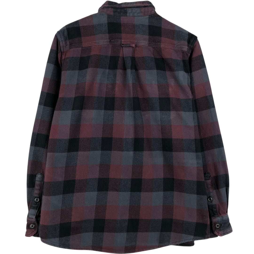 ORVIS Long Sleeve Heavy Flannel Check Shirt, Men's Size M cotton purple type Vintage Second Hand