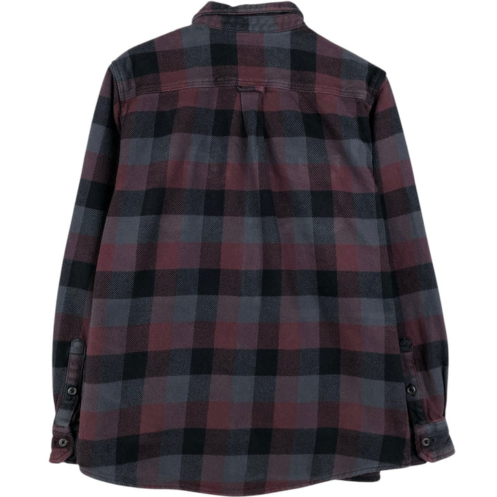 ORVIS Long Sleeve Heavy Flannel Check Shirt, Men's Size M cotton purple type Vintage Second Hand