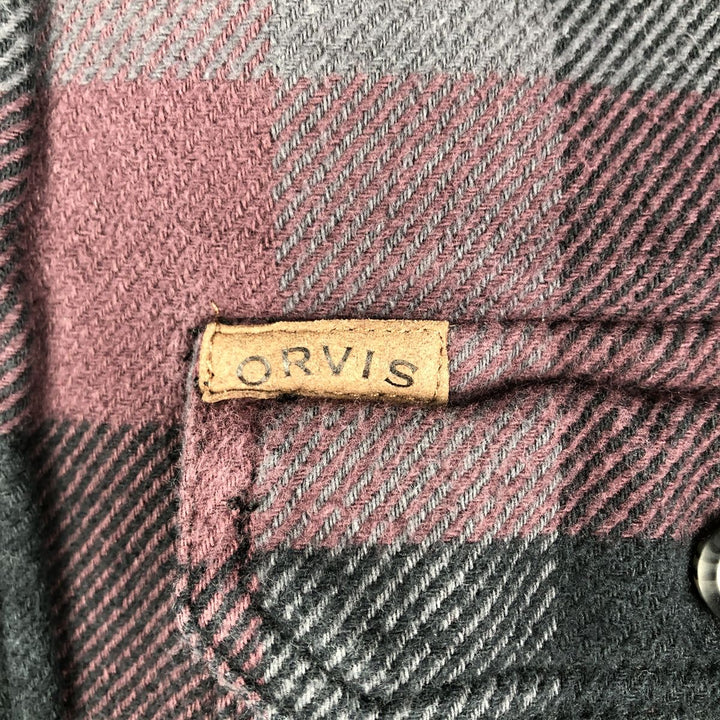 ORVIS Long Sleeve Heavy Flannel Check Shirt, Men's Size M cotton purple type Vintage Second Hand