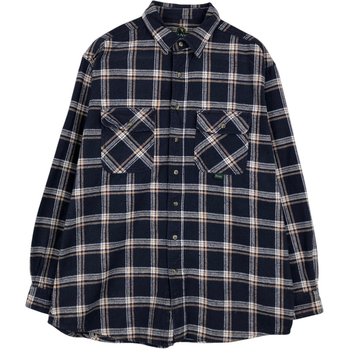 90'S Berne Apparel Long-Sleeve Heavy Flannel Check Shirt, Men's Size XL (Equivalent), Vintage unclear navy blue type Vintage Second Hand