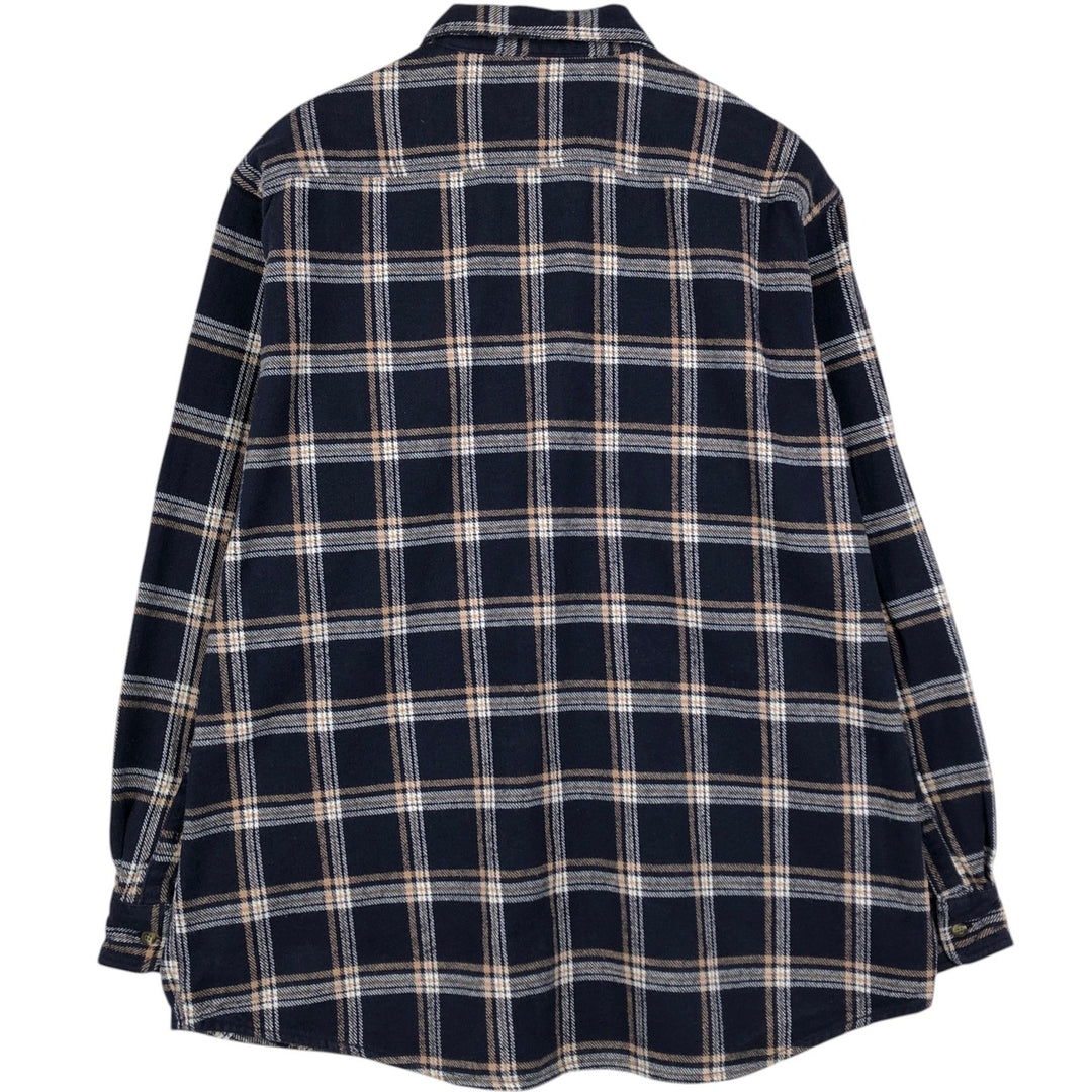 90'S Berne Apparel Long-Sleeve Heavy Flannel Check Shirt, Men's Size XL (Equivalent), Vintage unclear navy blue type Vintage Second Hand