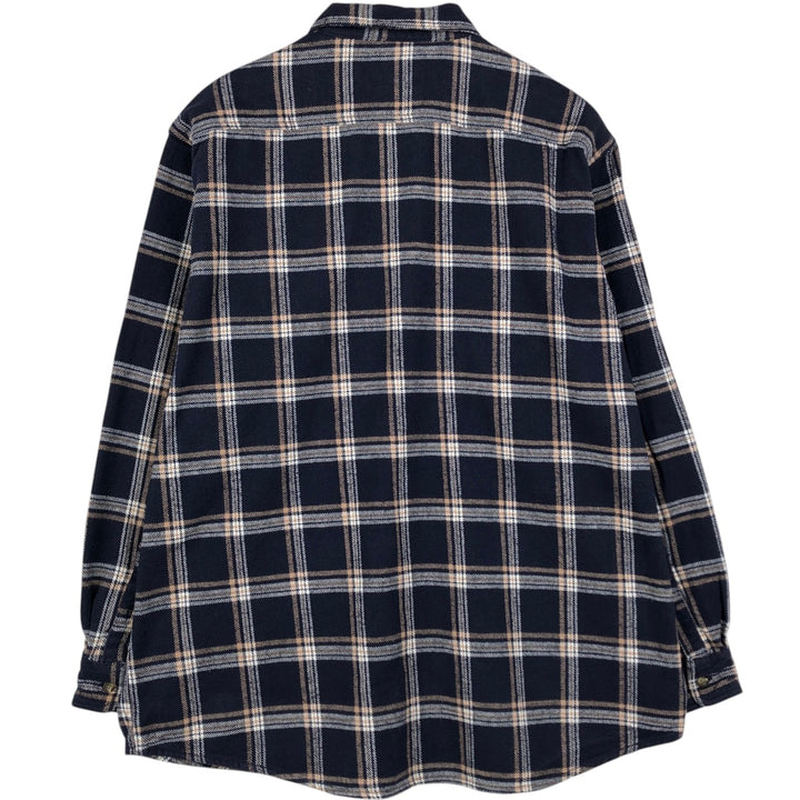90'S Berne Apparel Long-Sleeve Heavy Flannel Check Shirt, Men's Size XL (Equivalent), Vintage unclear navy blue type Vintage Second Hand