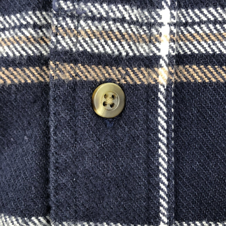 90'S Berne Apparel Long-Sleeve Heavy Flannel Check Shirt, Men's Size XL (Equivalent), Vintage unclear navy blue type Vintage Second Hand