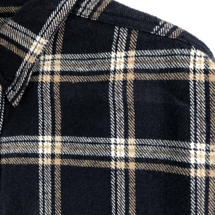 90'S Berne Apparel Long-Sleeve Heavy Flannel Check Shirt, Men's Size XL (Equivalent), Vintage unclear navy blue type Vintage Second Hand