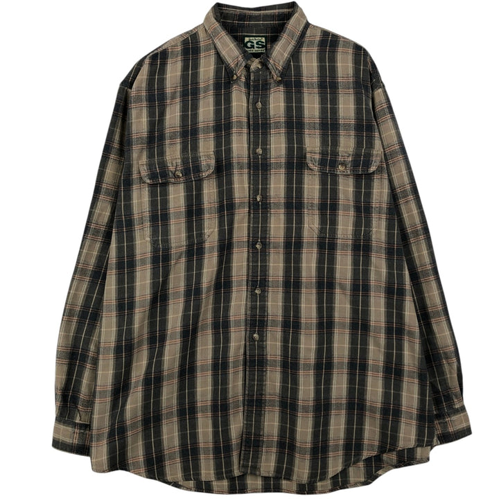 GUIDE SERIES Long-Sleeve Button-Down Flannel Check Shirt, Men's XXL (approx.) cotton gray type Vintage Second Hand