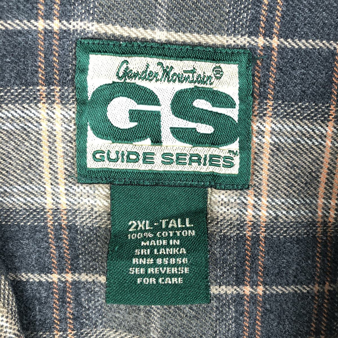 GUIDE SERIES Long-Sleeve Button-Down Flannel Check Shirt, Men's XXL (approx.) cotton gray type Vintage Second Hand