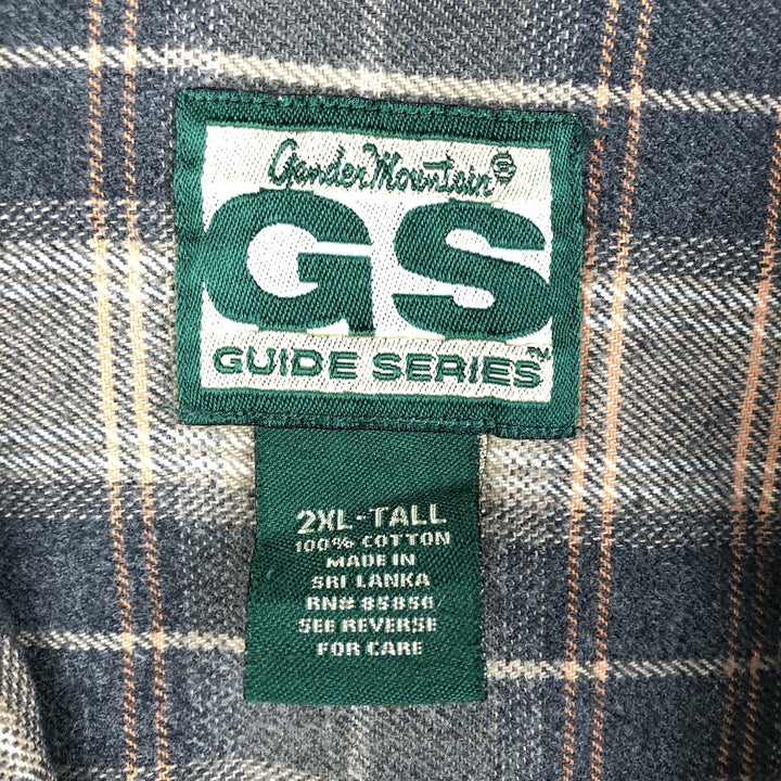 GUIDE SERIES Long-Sleeve Button-Down Flannel Check Shirt, Men's XXL (approx.) cotton gray type Vintage Second Hand