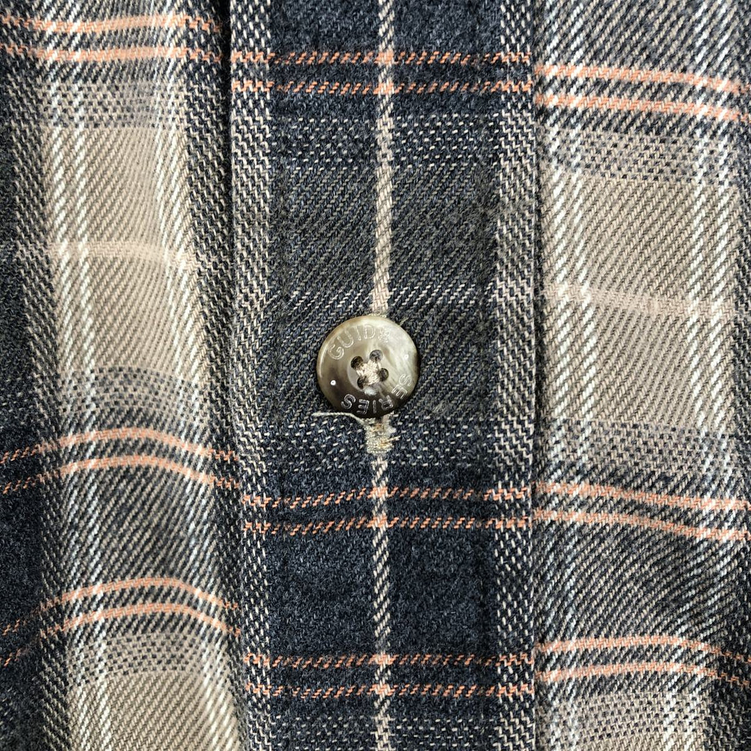 GUIDE SERIES Long-Sleeve Button-Down Flannel Check Shirt, Men's XXL (approx.) cotton gray type Vintage Second Hand