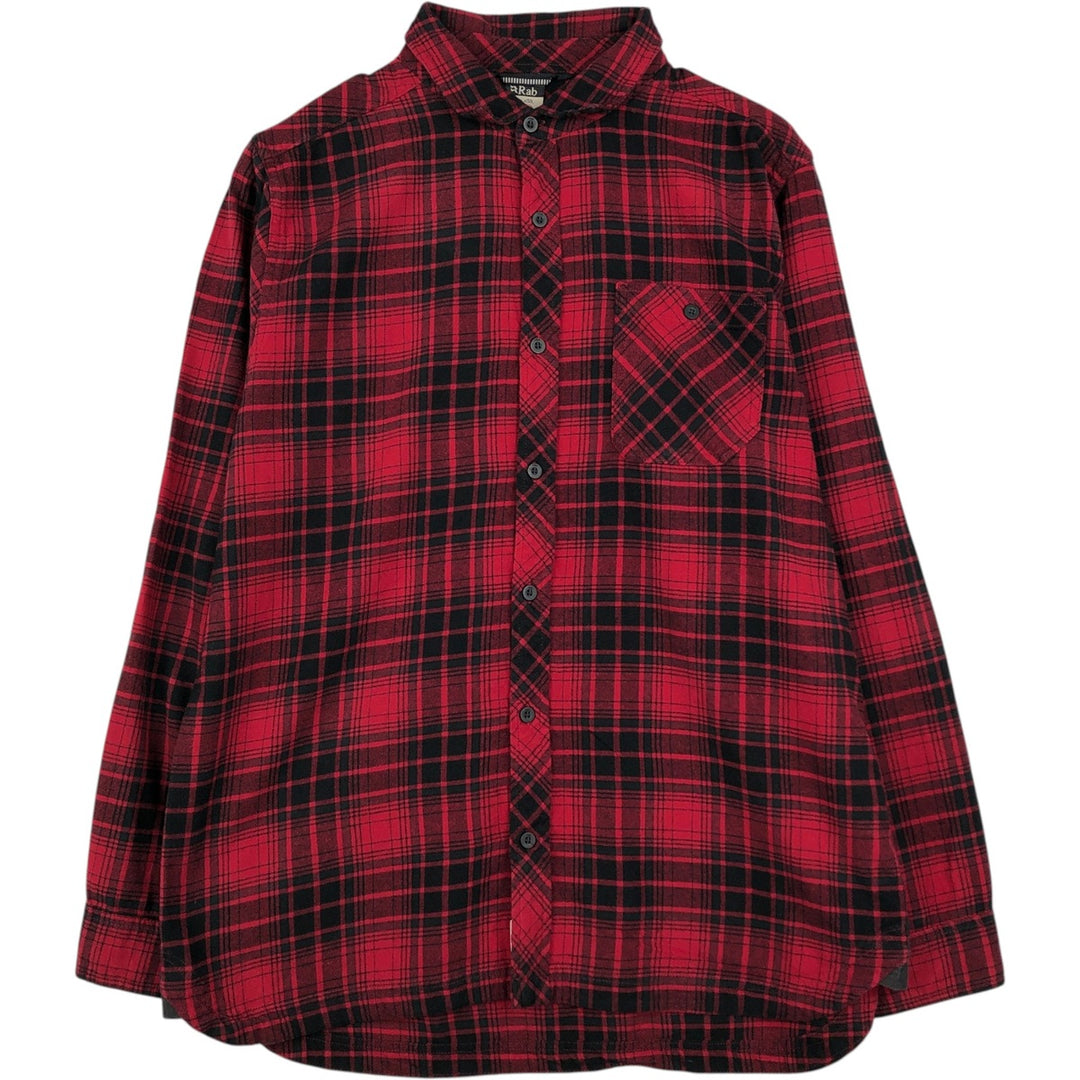 Rab Long-Sleeve Flannel Check Shirt, Men's Size XL (approx.) cotton red type Vintage Second Hand